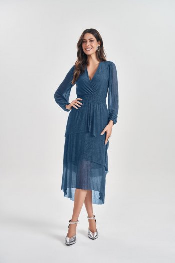 Vestido Midi em MIni Plissé