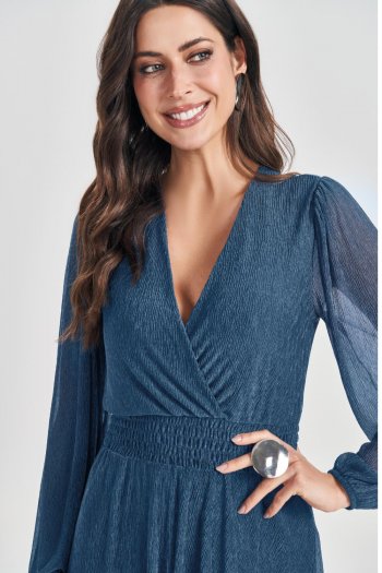Vestido Midi em MIni Plissé
