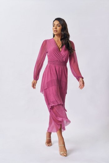Vestido Midi em mini Plissé