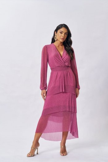 Vestido Midi em mini Plissé