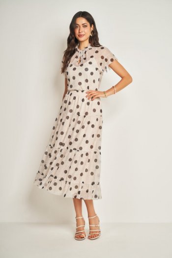 Saia Midi em Tule Estampado