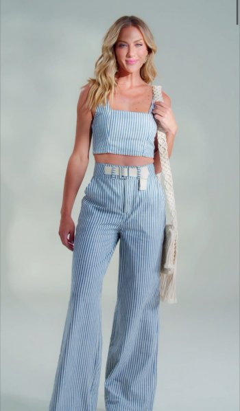 Calça Pantalona listrada